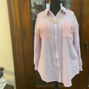 Pink & white cotton dress shirt